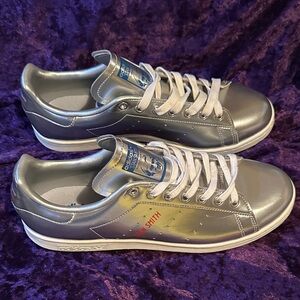 Rare Addidas Stan Smith Special Edition Metallic Silver Tennis Shoes Men’s 10.5